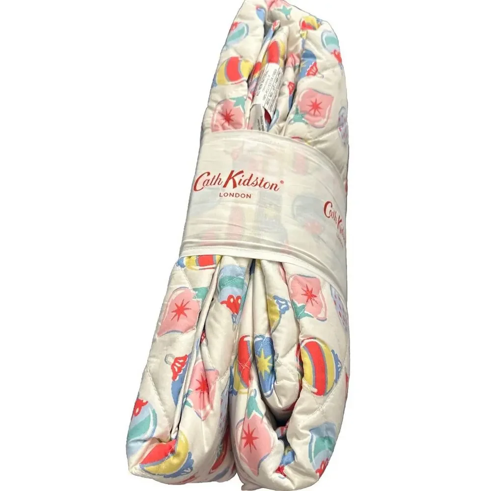 Cath Kidston London Christmas Baubles Pastel Queen Quilt Cotton New ornaments